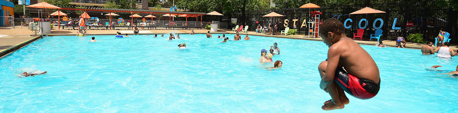 Swimmers enjoy sunny day in Red Hook Pool