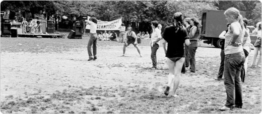 Lesbian gathering at a gay pride rally in Central Park, July 1970.