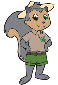 Pearl the Squirrel, Parks’ mascot, is dressed in an Urban Park Rangers uniform