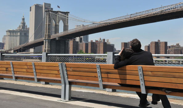 A couple at Brooklyn Bridge Park