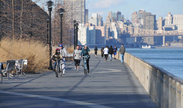 Running and biking along the East River