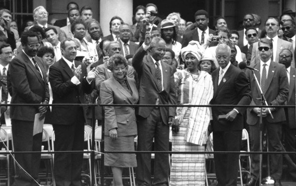 A photo of Nelson Mandela by Parks photographer Malcolm Pinckney