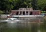 Fountain, canoes, and nature center
