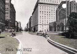 Historical image of a section of the Park Avenue mall in 1922