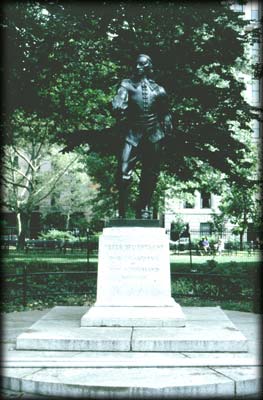 Photo of a statue of Peter Stuyvesant in Stuyvesant Square, Manhattan