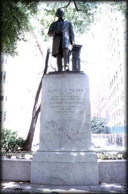 Photo of a statue of Samuel J. Tilden in Riverside Park, Manhattan
