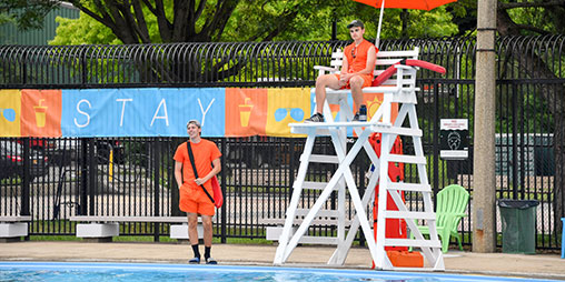lifeguards by poolside