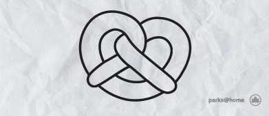 Cartoon graphic of an outline of a pretzel.