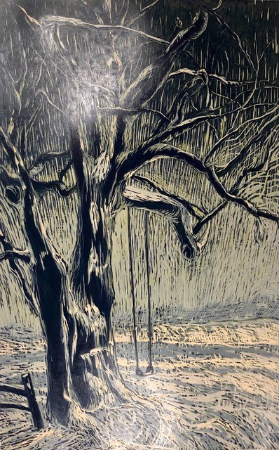 A wintry scene in the forest