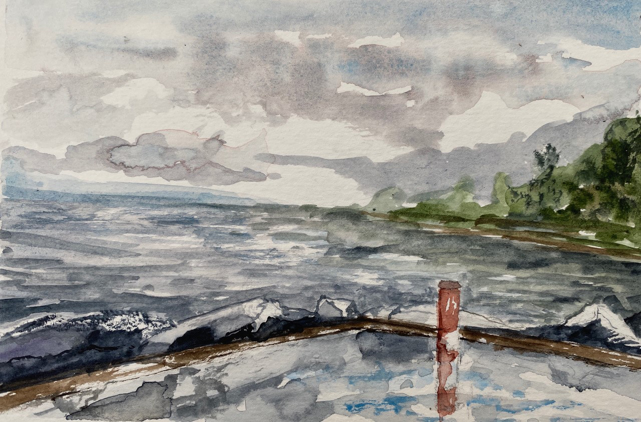 painting of a view of Lake Michigan