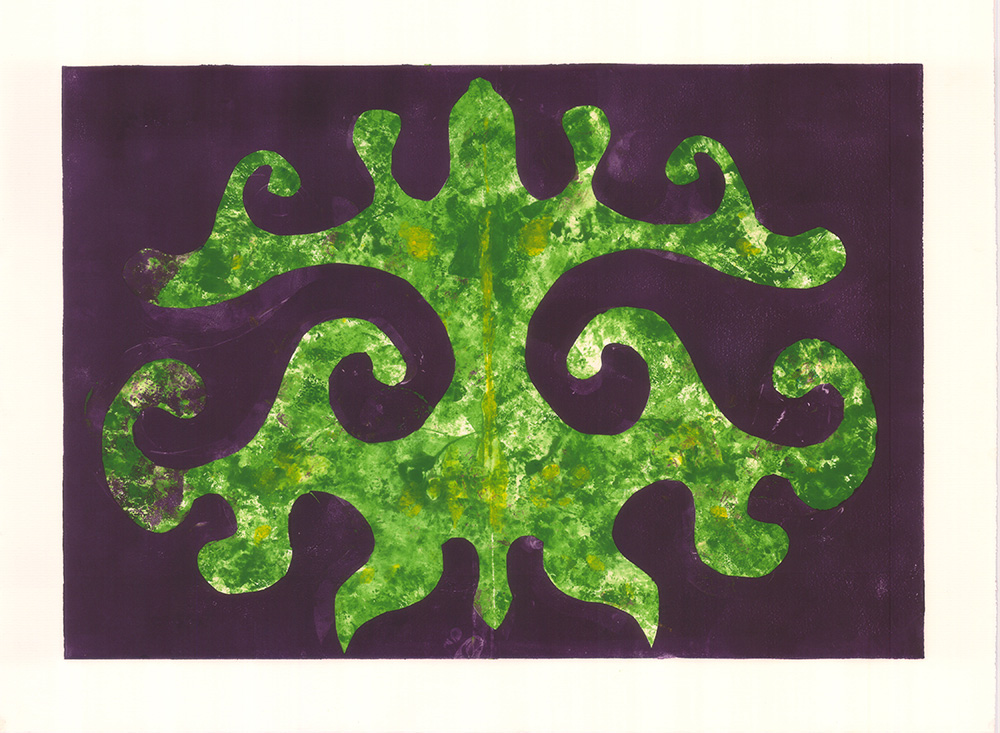 green element on a midnight blue background