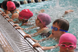 kids swimming in the pool