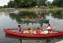 Canoeing the restored lake is a popular activity